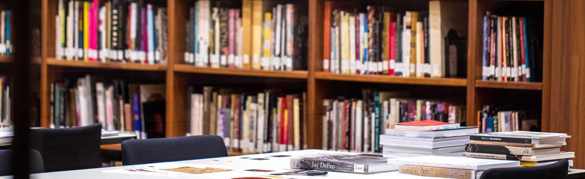 Bookshelf in library reading area